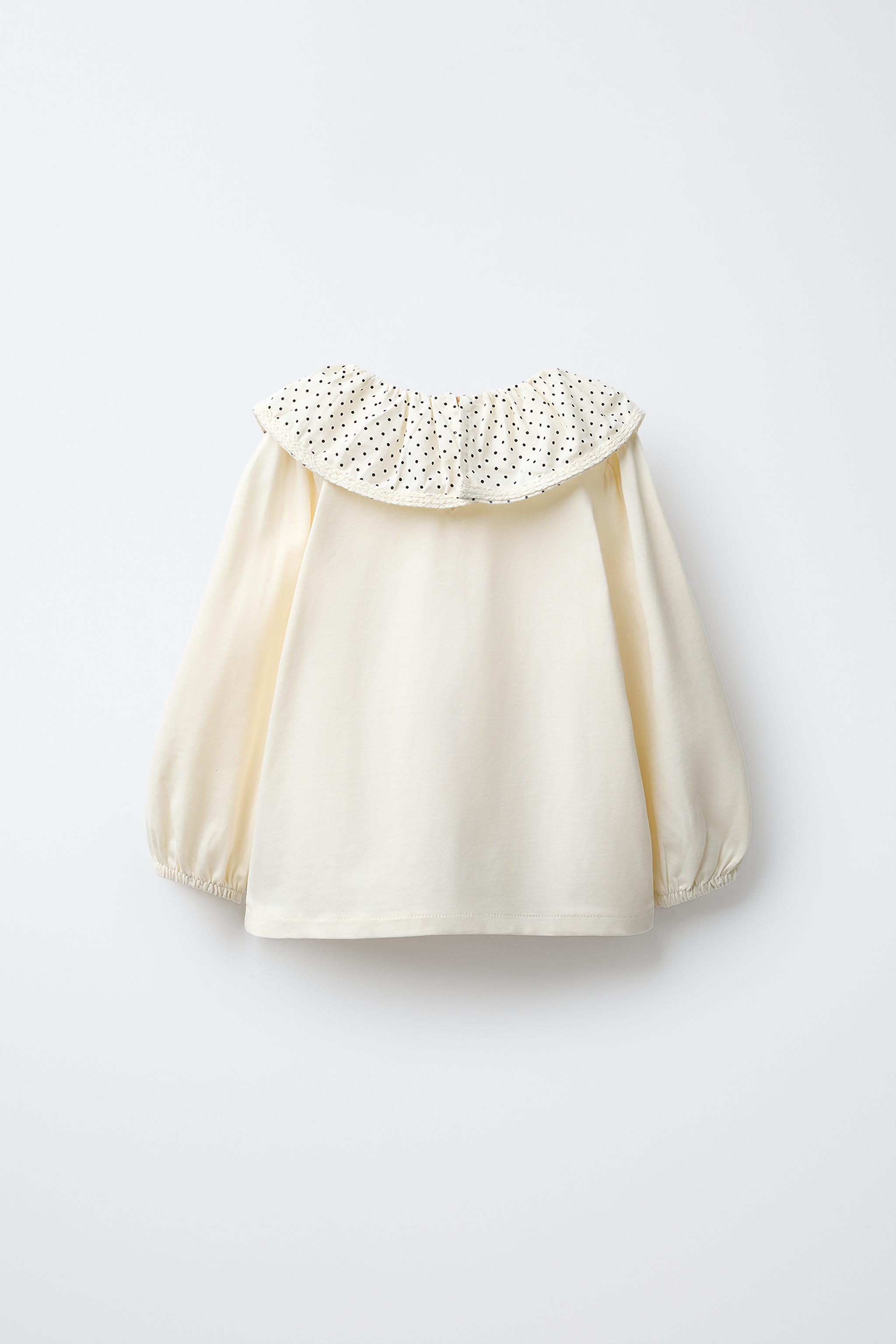 EMBROIDERED PETER PAN COLLAR T-SHIRT